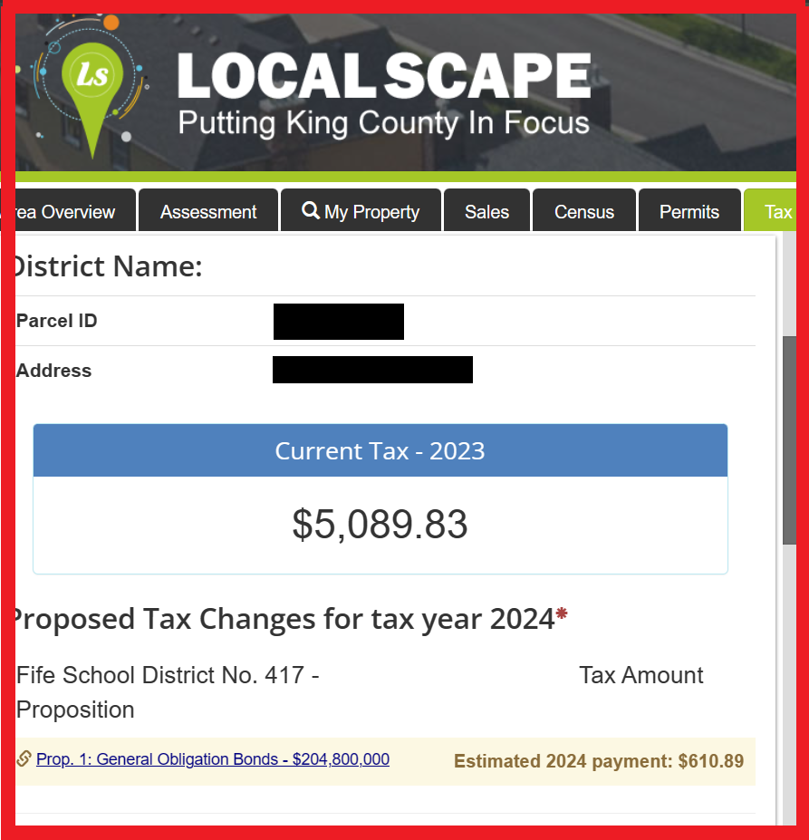 TTT report for a Fife SD tax area example property