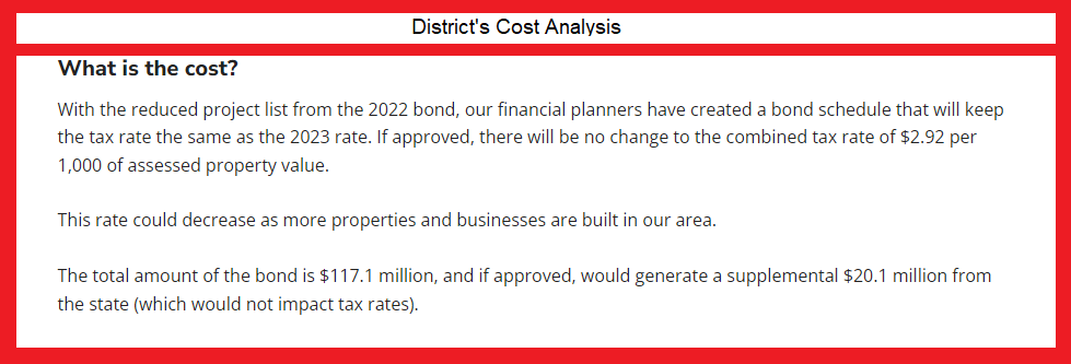 Eastmont SD bond cost analysis