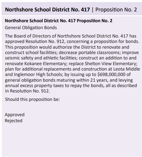 Northshore SD Bond LVP Description Northshore SD Bond LVP Description